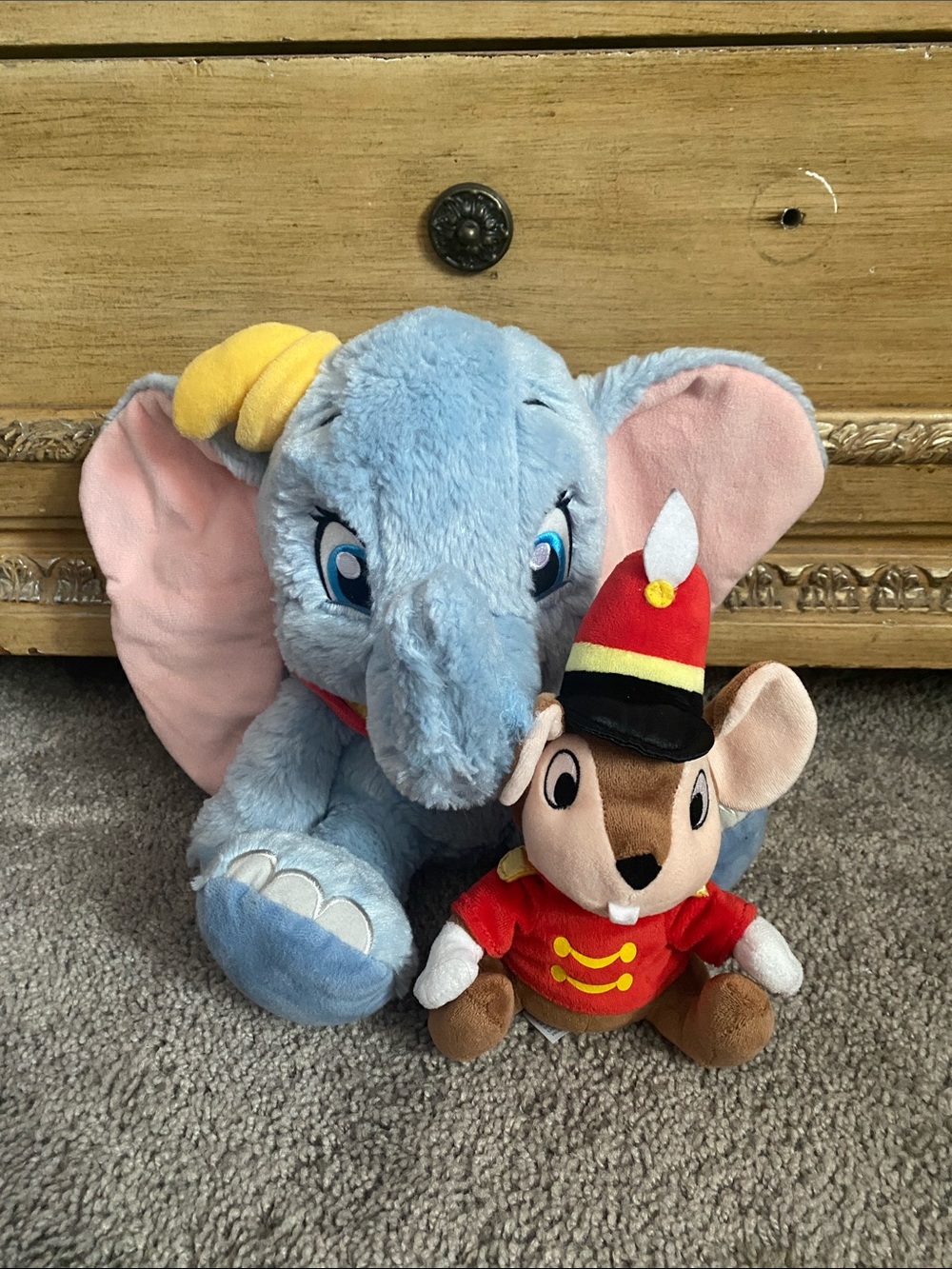 Disney Blue Dumbo Plush with Timothy Ring master Mouse